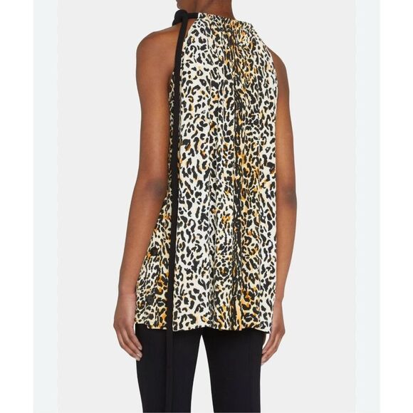 Proenza Schouler Leopard Print Crpe De Chine Top  in Butter Multi Gold Size 4 - Picture 6 of 13
